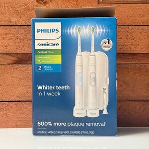 Philips Sonicare Optimal Clean Rechargeable Toothbrush Bundle White Open Box
